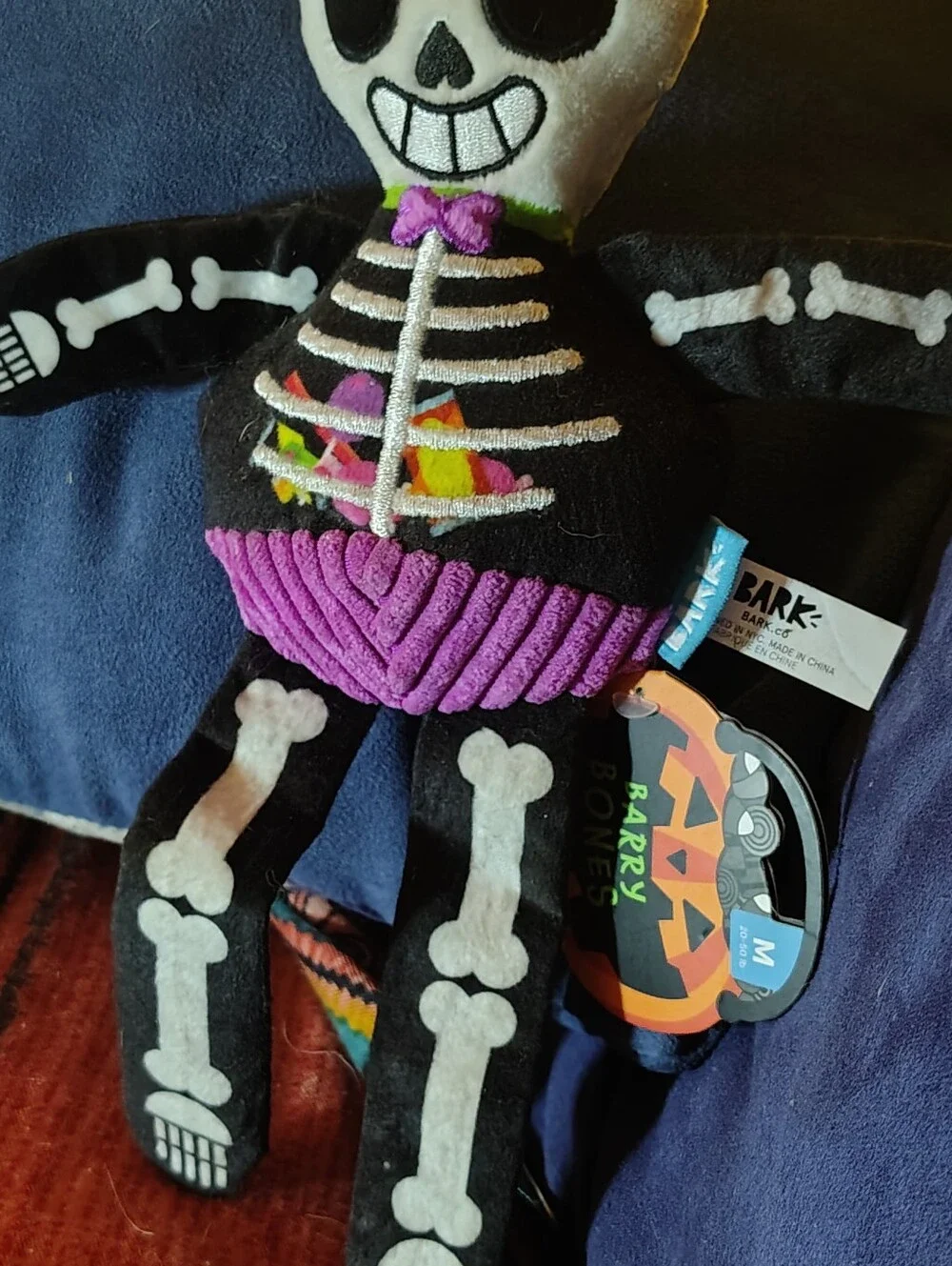 NWT BarkBox Halloween Dog Toy Lot of 3-Rickie Raccoon, Tanuki Tamiko&Barry Bones
